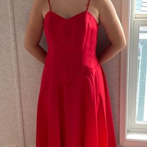 EUC Vintage 1970’s Gauguin Pour Elle Red Spaghetti Strap Taffeta Dress L